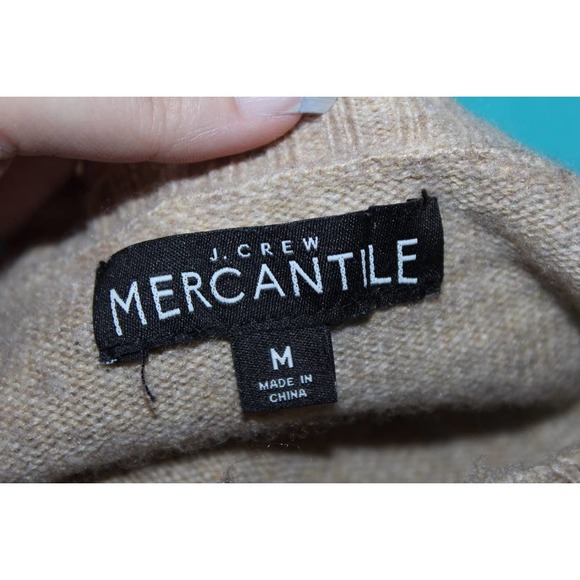 Women's J. Crew Tan Brown Nylon Lambs Wool Crewneck Long Sleeve Sweater Size M - Picture 3 of 9